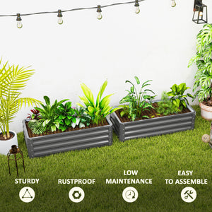 Galvanized Raised Garden Beds, Outdoor Planter Box, Set of 2, for Flowers, Herbs and Vegetables, Black – view 27