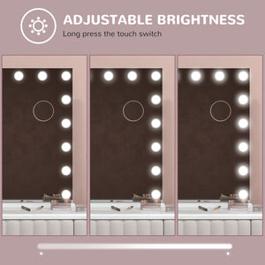 Hollywood Vanity Mirror with Lights, 31.5" x 24.4" Lighted Makeup Mirror with 3 Colour, 10X Magnifying, USB Port, White