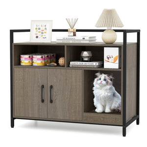Hidden Cat Washroom with Double Doors and Scratch Cardboard-Oak view 4
