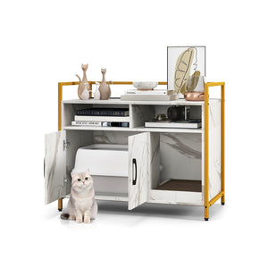 Hidden Cat Washroom with Double Doors and Scratch Cardboard-White view 4