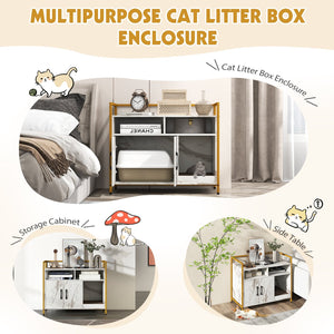 Hidden Cat Washroom with Double Doors and Scratch Cardboard-White view 6