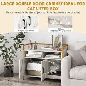 Hidden Cat Washroom with Double Doors and Scratch Cardboard-White view 8
