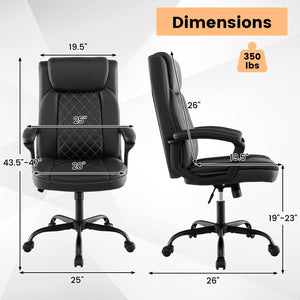 High Back Ergonomic Executive Chair with Thick Headrest Cushion-Black view 4