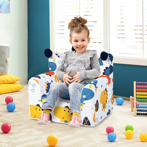 High-density Padding Kids Sofa with Armrest and Extra Pilow-Blue view 2