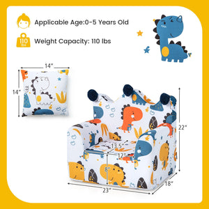 High-density Padding Kids Sofa with Armrest and Extra Pilow-Blue view 5