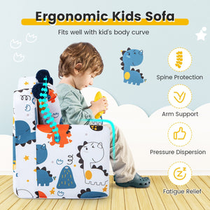 High-density Padding Kids Sofa with Armrest and Extra Pilow-Blue view 6
