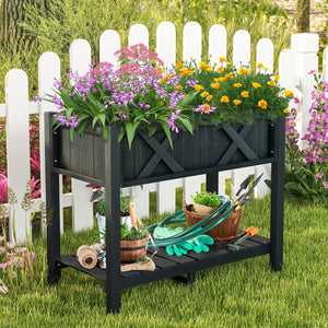 HIPS Raised Garden Bed Poly Wood Elevated Planter Box-Black view 2