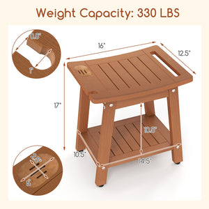 HIPS Shower Bench Seat with Handle Shower Head-Brown view 5