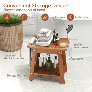 HIPS Shower Bench Seat with Handle Shower Head-Brown view 7