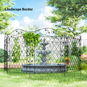 Outdoor Metal Garden Fence Panels, Border Edging for Yard, Patio, 4 Pack, Wavey Vines