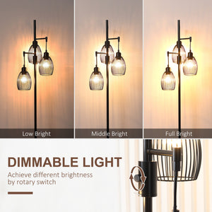 Industrial Floor Lamp with 3 Hanging Wire Lampshades, Dimmable Standing Lamp for Living Room, Bedroom – view 3
