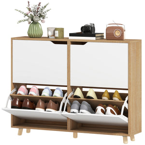 Narrow Shoe Cabinet, Shoe Storage Cabinet with 4 Flip Drawers and Adjustable Shelves for 16 Pairs of Shoes – view 8