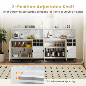 Home Bar Cabinet with Wine Rack Glass Holder and Adjustable Shelf-White view 9