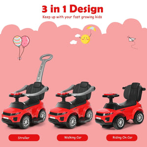 Honey Joy 3 in 1 Ride on Push Car Toddler Stroller Sliding Car with Music-Red view 7