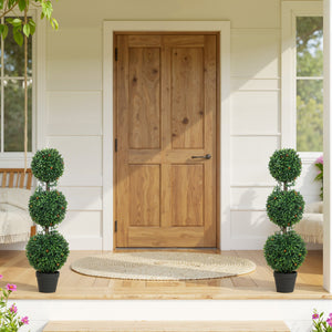 3FT Artificial Boxwood Topiary Tree Set of 2, Faux Two Ball Topiary Tree in Pot for Indoor Outdoor Decor – view 14