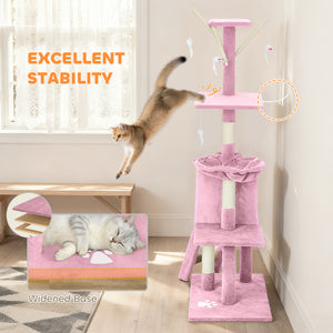 53" Cat Tree Tower, Kitten Activity Centre with Scratching Posts, Condo, Perches, Ladder, Hammock – view 40