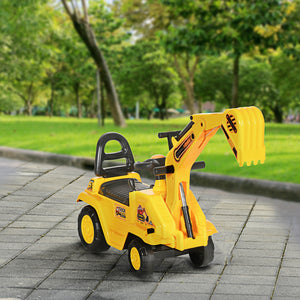 Ride-On Toy Excavator with Digger Scooter Steering Wheel Storage Toddlers for 18-48 Months, Yellow