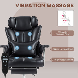 400LBS Massage Office Chair, Executive Office Chair with 6-Point Vibration, Footrest and Lumbar Support – view 3