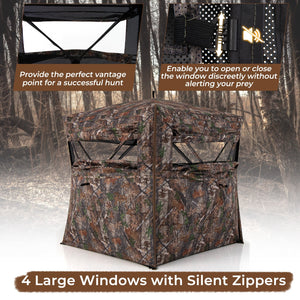 Hunting Blind 360 Degree One-Way See-Through Ground Blind for 2-3 Person view 6
