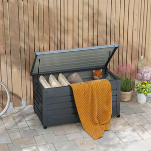 78 Gallon Garden Storage Box, Waterproof Outdoor Storage Container with Wheels and Handles, Dark Grey – view 14