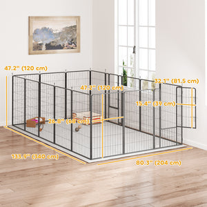 16 Panels Dog Playpen with Straps, Portable & DIY, for Small Dogs, for Yard, RV, Camping, Garden, 24" Height