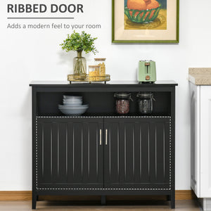 Sideboard Buffet Server Storage Cabinet Console Table with 2 Doors and Adjustable Shelves for Kitchen & Dining Room, Black