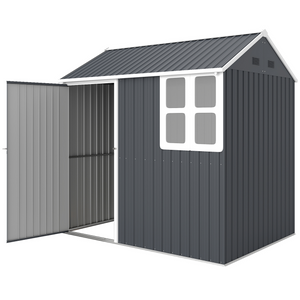 8.5' x 5.5' Metal Garden Storage Shed, Outdoor Tool Storage House with Lockable Door, Vents, Sloped Roof – view 8