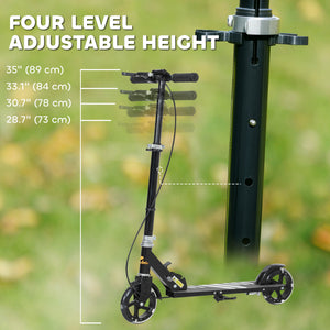 Qaba Scooter for Kids Ages 3-8 with Light Up Wheels, Adjustable Handlebar, Rear Brake & Handbrake for Girls and Boys