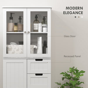 Floor Bathroom Storage Cabinet, Tall Bathroom Cabinet with Adjustable Shelves, for Kitchen, Living Room, White