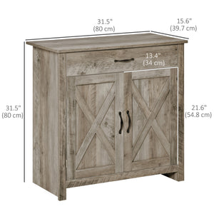 Farmhouse Sideboard Buffet Cabinet, Storage Cabinet with Barn Doors, Ash Grey