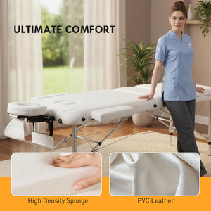 85" 3 Section Foldable Massage Table Professional Salon SPA Facial Couch Bed (Black/Orange)