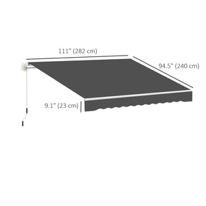 10' x 8' Retractable Awning Fabric Replacement Outdoor Sunshade Canopy Awning Cover, UV Protection, Grey – view 4