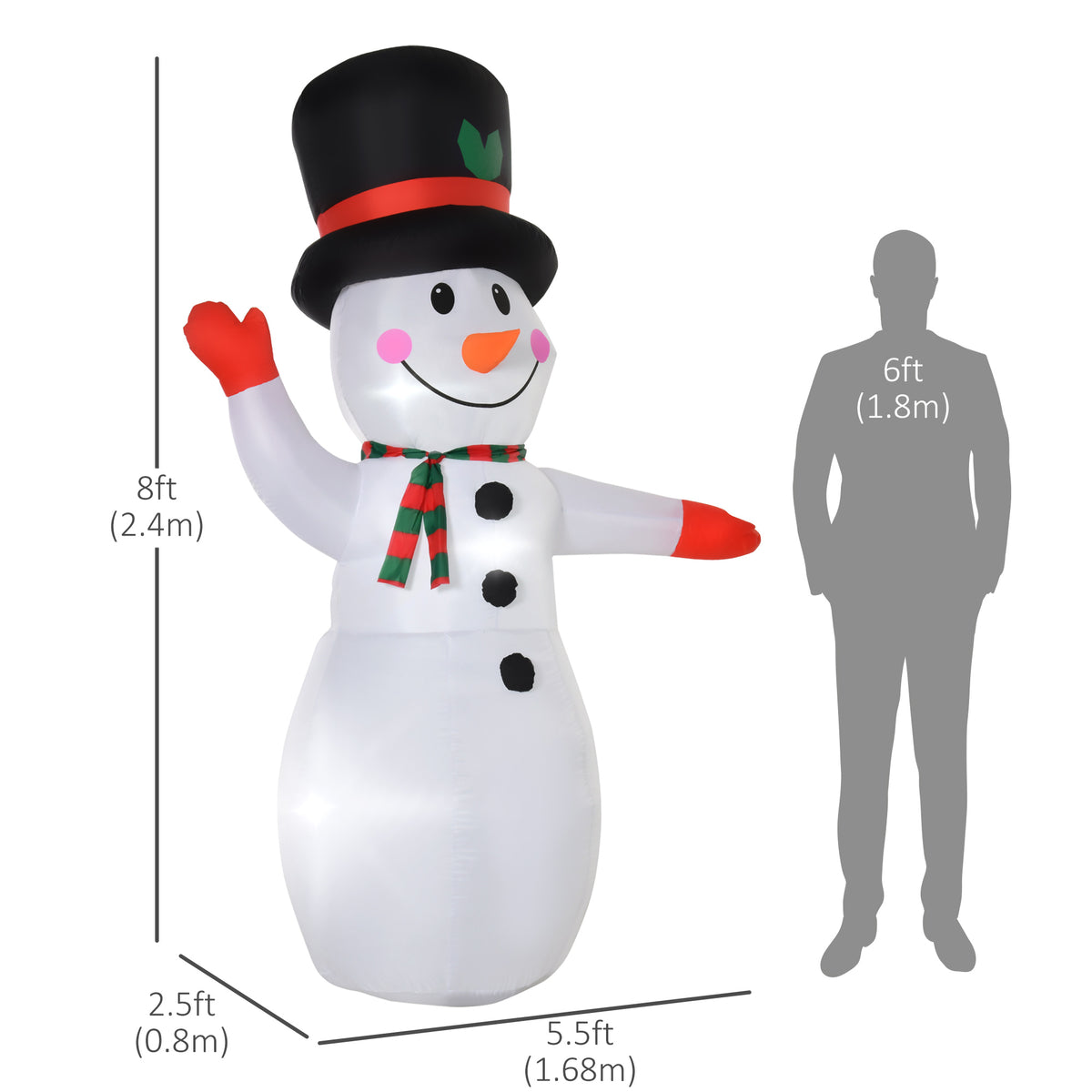 8 Ft Tall Outdoor Lighted Airblown Inflatable Christmas Lawn Decoration - Waving Snowman