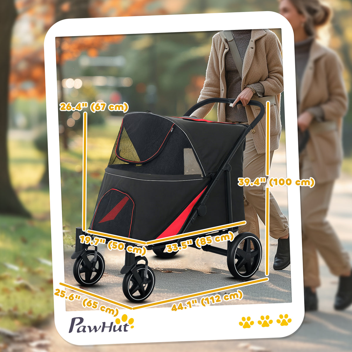 Foldable Pet Stroller with Universal Front Wheels, Shock Absorber – view 2