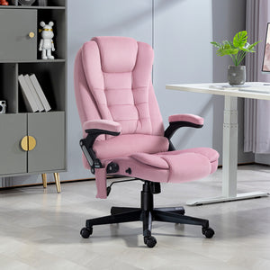 Reclining Massage Office Chair, Executive Office Chair with High Back, Swivel Wheels, Pink