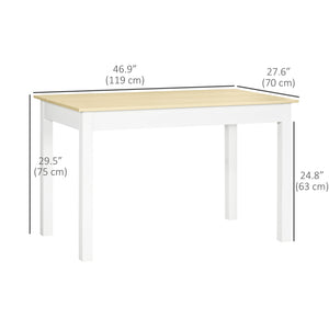 Kitchen Table, Dining Table for 4 to 6 People, 46.9" W x 27.6" D x 29.5" H, Oak