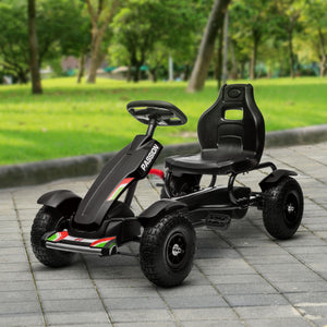 Aosom Pedal Go Kart for Kids, Pedal Car with Adjustable Bucket, Handbrake, 4 Rubber Wheels Powered Ride