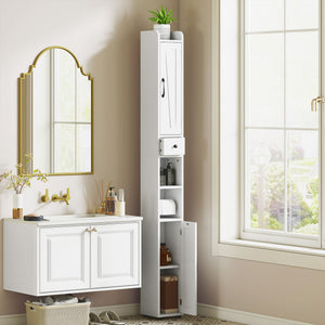Narrow Bathroom Cabinet, Tall Bathroom Storage Cabinet with Barn Doors, Drawer and Adjustable Shelves – view 14