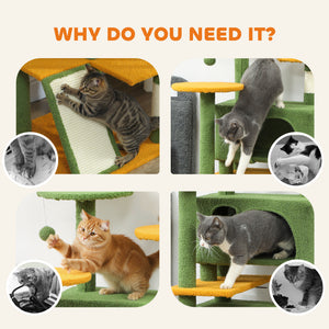 54" Cat Tree, Multi-Level Cat Tower with Scratching Posts, Cat Condos, Bed, Platforms, Ramp, Toy Ball, Beige – view 26