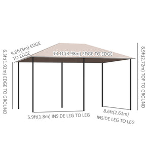13'x 10' Soft-top Steel Patio Gazebo Canopy Party Tent with 6 Removable Curtains and Drainage Holes, Khaki – view 2