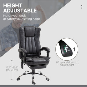 Office Chair 6-point Vibration Massage Chair Micro Fiber Recliner with Retractable Footrest Black – view 3