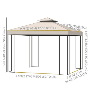 10' x 10' Patio Gazebo Outdoor, Canopy Shelter with Double-tier Roof, Pavilion Sidewalls for Garden Events – view 16