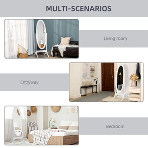 Floor Standing Mirror Full Length Mirror with Adjustable Angle Oval Frame for Dressing Room Bedroom Living – view 4