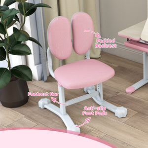 Qaba Kids Desk and Chair Set with Tilting Desktop, Adjustable Height, Drawer and Shelves for Boys Girls Ages 3-12