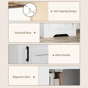 Farmhouse Accent Cabinet with Adjustable Shelf Barn Door Storage Cabinet for Living Room Floor Pantry Cabinet White