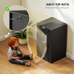 Lockable Filing Cabinet with 2 Fluted Drawers, File Cabinet with Adjustable Hanging Rails for A4 Letter – view 6