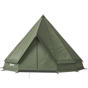 Teepee Tent Waterproof Camping Tent with Stove Jack for 4-6 Person Outdoor Camping Hiking Army Green