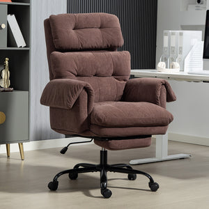 Reclining Executive Computer Desk Chair, Ergonomic Office Chair with Footrest and Thickly Padded, Coffee