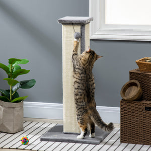 32" Tall Cat Scratching Post for Indoor Cats and Kittens, Sisal Cat Scratcher with Hanging Ball Soft Plush – view 20
