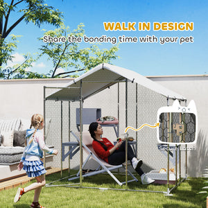 94.5" Extra Large Metal Outdoor Catio with Waterproof Cover, 2 Resting Boxes, 7 Platforms, for Multiple Rabbits, Chicken